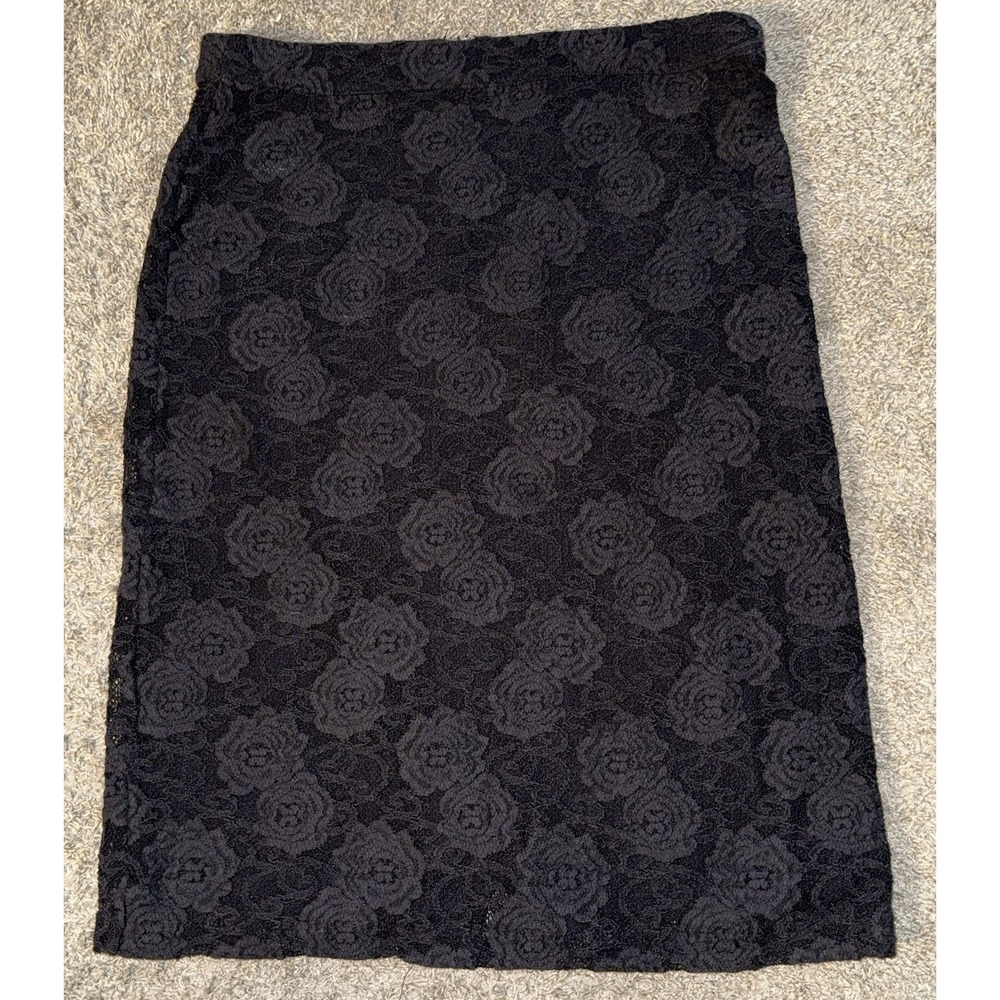 Maeve Anthropologie Skirt Women's Lace Knee Length Black Lined Size Medium